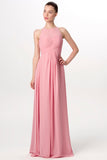 illusion-neckline-long-chiffon-english-rose-bridesmaid-dresses