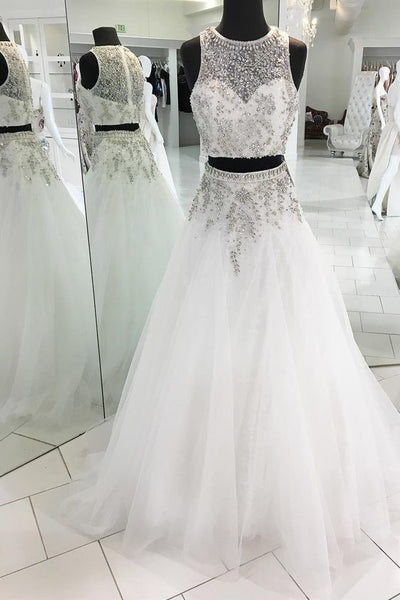 illusion-rhinestones-two-piece-wedding-dresses-tulle-skirt