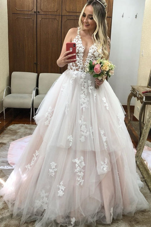 illusion-v-neckline-lace-tulle-wedding-dress-for-women-2020