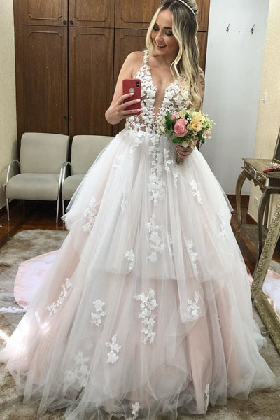 illusion-v-neckline-lace-tulle-wedding-dress-for-women-2020