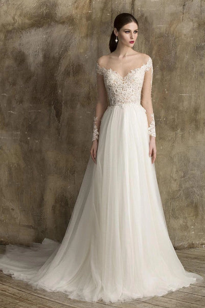 ivory-lace-tulle-wedding-gown-with-illusion-neckline
