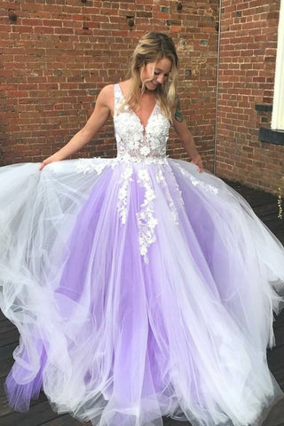 Ivory Lavender Tulle Wedding Gown with Floral Lace Bodice – loveangeldress Ivory Lavender Tulle Wedding Gown with Floral Lace Bodice – loveangeldress