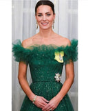 Kate Middleton Wearing Dress for Prom Green Tulle Skirt