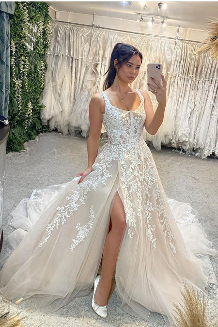 Spaghetti Straps 2020 Wedding Dresses Lace Open Back Vestido de novia