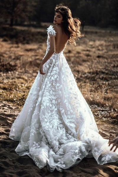 lace-floral-wedding-dresses-with-sheer-v-neckline-1