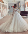 lace-flower-long-sleeve-wedding-dresses-tulle-skirt-1