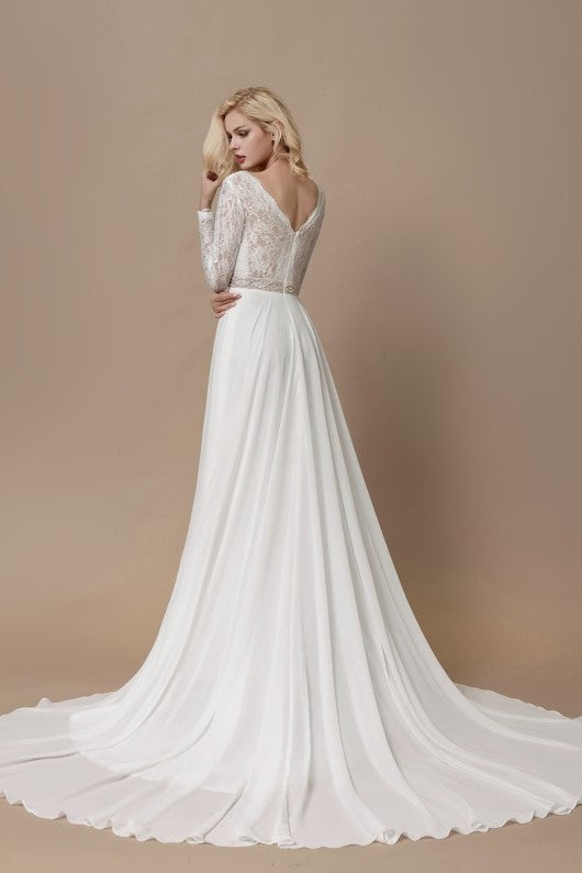 lace-long-sleeves-boho-wedding-dress-with-chiffon-skirt-1