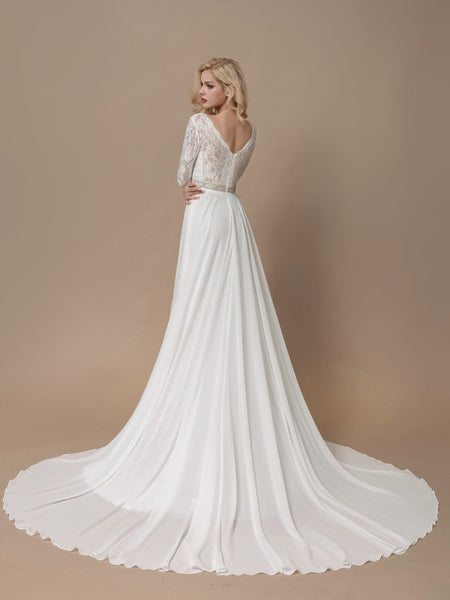 lace-long-sleeves-boho-wedding-dress-with-chiffon-skirt-2