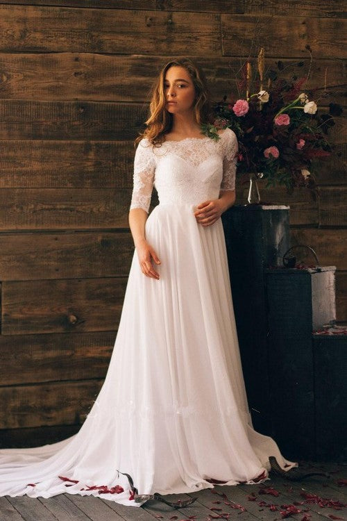 lace-long-sleeves-chiffon-boho-wedding-gowns-backless