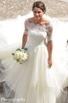 lace-off-the-shoulder-wedding-dresses-ivory-tulle-skirt