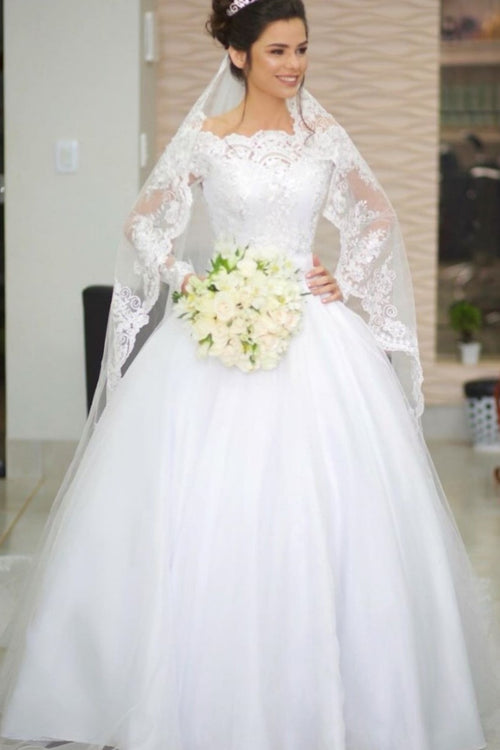 lace-off-the-shoulder-white-wedding-dress-long-sleeves