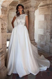 lace-satin-modest-wedding-dresses-with-pocket