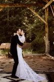 Lace Sheath Muslim Wedding Dress with Long Cape