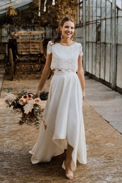 lace-short-sleeves-hi-lo-wedding-dress-satin-skirt