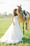 Lace Spring Bridal Dresses with Decorated Tulle Skirt