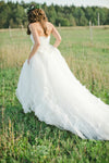 Lace Spring Bridal Dresses with Decorated Tulle Skirt