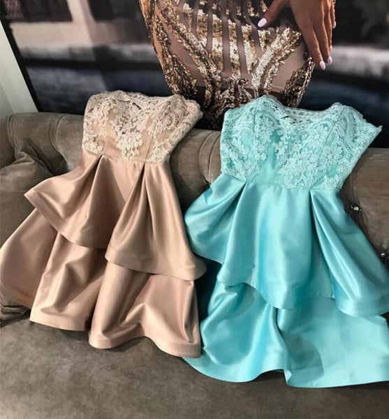 lace-strapless-champagne-homecoming-dresses-with-satin-layers-skirt-1