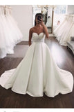 lace-strapless-wedding-gown-with-thick-satin-train