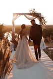 Lace Sweetheart Champagne Wedding Gown with Split Side