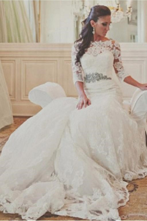 lace-trumpet-bridal-dresses-with-stones-sash-vestido-de-boda-1