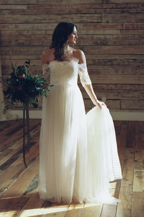 lace-tulle-boho-off-the-shoulder-wedding-dresses-with-buttons-down-back