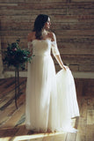 lace-tulle-boho-off-the-shoulder-wedding-dresses-with-buttons-down-back