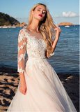 lace-tulle-skirt-wedding-dresses-with-illusion-neckline-2