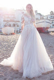 lace-tulle-skirt-wedding-dresses-with-illusion-neckline