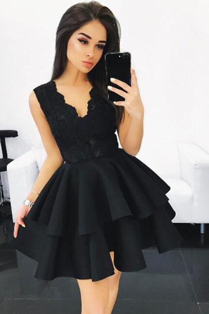 Black Sequin Homecoming Dresses with Sleeves