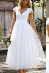 lace-v-neckline-white-wedding-dresses-ankle-length