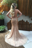 Lavish High Neck Rhinestones Prom Dresses in Dubai