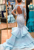 light-blue-lace-mermaid-long-sleeves-prom-dresses-with-tiered-skirt-1
