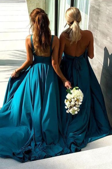 long-boho-style-bridesmaid-gown-teal-blue-chiffon-skirt-1