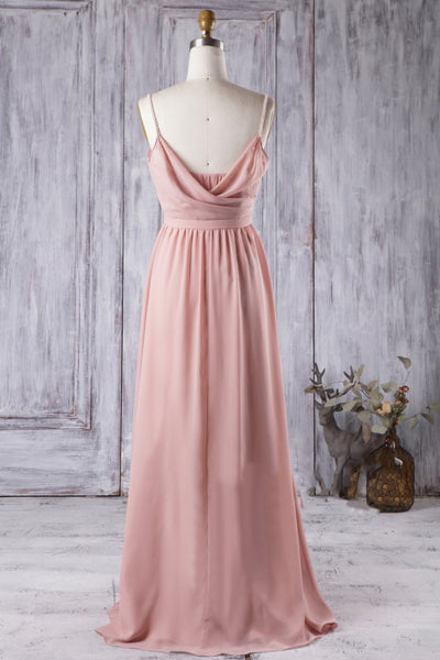 long-chiffon-coral-bridesmaid-dresses-with-draped-neckline-1