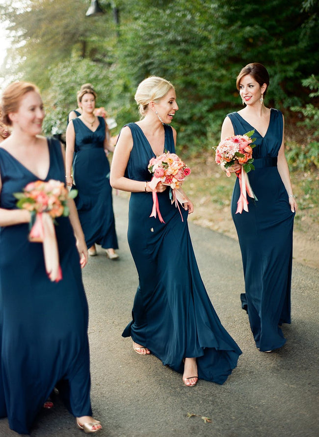 long-dark-blue-wedding-guests-dresses-bridesmaid-draped-back-1