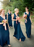 long-dark-blue-wedding-guests-dresses-bridesmaid-draped-back-1