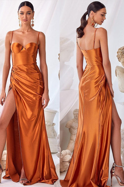 long-orange-prom-dresses-with-ruching-bodice