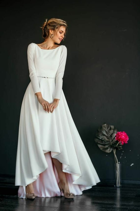 Boho Lace Long Sleeves Wedding Gown Two Pieces