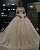 long-sleeves-lace-wedding-dress-ball-gown-off-the-shoulder-2