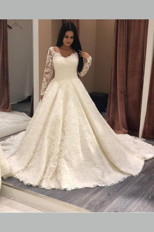 long-sleeves-plus-size-lace-wedding-gown-with-v-neckline