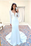 long-sleeves-sheath-bride-dress-with-plunging-neckline