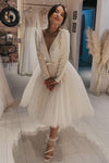 long-sleeves-short-wedding-dress-with-beaded-plunging-neckline-2
