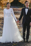 long-sleeves-spandex-t-shirt-wedding-dress-with-separate-tulle-skirt-1