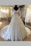 long-sleeves-vintage-lace-wedding-dress-v-neckline