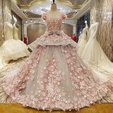 luxurious-colored-wedding-dress-ball-gown-with-3d-floral-lace-4
