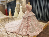 luxurious-colored-wedding-dress-ball-gown-with-3d-floral-lace-5