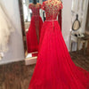 luxury-beaded-lace-red-evening-prom-dress-in-dubai-short-sleeves-2