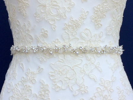 Beautiful Pearl Crystal Bridal Wedding Belt Diamante Sashes