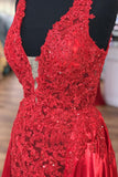 made-to-order-red-lace-evening-dresses-beaded-v-neckline-1