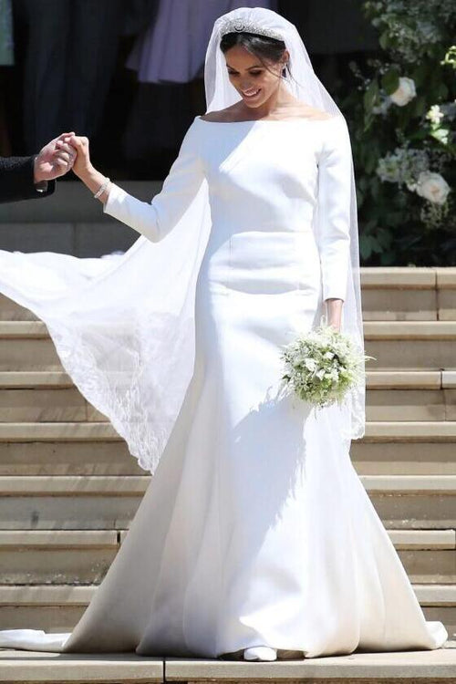 meghan-markle-wedding-dress-with-long-sleeves-white-dresses